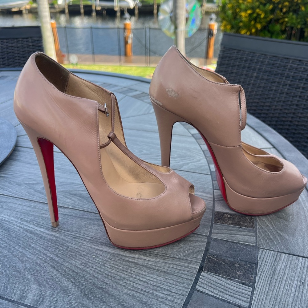 Christian Louboutin Alta Poppins 150 Calf Nude size 39 $995